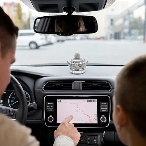 Crown Air Freshener for Car, Crystal Fragrance Diffuser, Air Freshener Holder, Crystal Crown Fresheners Ornament Bottle for Car Dashboard Interior Home Office Decoration (Silver, No Perfume) - Image 4