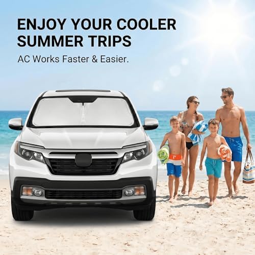 for Honda Ridgeline 2017-2024 2025 2026 Windshield Sun Shade Front Window Shade Custom Fit Ridgeline Accessories Sun Visor Foldable Shade Blocks UV Rays Summer Must Have Car Accessories - Image 4