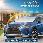 Windshield Sun Shade for Mazda CX-9 2016-2025 2026 Sunshade Front Window Shade Custom Fit CX9 Accessories Sun Visor Foldable Shade Blocks UV Rays Accessories - Image 2