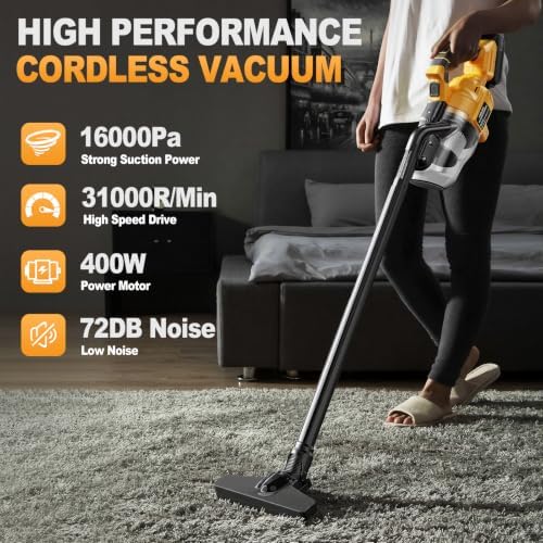 Cordless Vacuum Compatible with Dewalt 20V Battery, Portable Handheld Vacuum Cleaner with 2 HEPA Filter, 4 Multi Nozzle, Power Shop Vacuum for Home, Car, Floor, Carpet (Battery Not Included) - Image 2