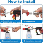DUSICHIN Short Wand Pressure Washer Gun Foam Cannon 1/4" Quick Connector Pressure Washer Accessory,Car Wash Foam Gun Dual Ended Shift Connector 5 Pressure Washer Nozzles M22-14, M22-15 Brass Fittings - Image 6