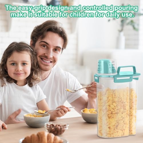 TBMax Rice Storage Container 3 to 5 Lbs - Small Pet Dog Cat Food Container Dispenser with Easy Pouring Spout & Cup, Portable Cereal Container for Small Spaces, Travel, or Daily Use -Cyan - Image 6