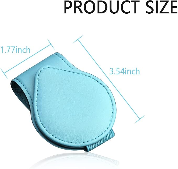 OFBAND Magnetic Sunglass Holder for Car Visor,PU Leather Car Sunglass Holder Organizes Glasses Tickets Cards & Keeps Car Tidy,Universal Car Accessories Interior (Lake Blue) - Image 3