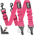 SlowTon Dog Car Seat Belt, 3 in 1 Latch Bar Attachment Dog Safety Seatbelt | Hook Latch Bar& Seatbelt Buckle, Reflective, Heavy Duty Nylon, Durability, Easy of Use, for Travel Riding FL Pink, 2 Pack by SlowTon