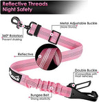 SlowTon Dog Car Seat Belt, 3 in 1 Latch Bar Attachment Dog Safety Seatbelt | Hook Latch Bar& Seatbelt Buckle, Reflective, Heavy Duty Nylon, Durability, Easy of Use, for Travel Riding, Pink, 27.5" - Image 4