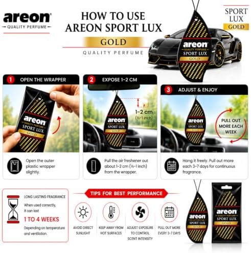 AREON SL-Gold-12 Sport LUX Cardboard Air Freshener, Gold, 12 Pack - Image 4
