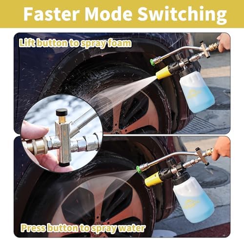 FENG PAI Foam Cannon for Pressure Washer with Dual-Connector Accessory, 7 Power Washer Sprayer Nozzles, 1/4" Quick Connect Double Tip Attachment Soap Bottle Sprayer Soap, 3600 PSI (White) - Image 3