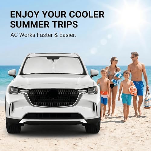 Windshield Sun Shade for Mazda CX-90 2024 2025 2026 Sunshade Front Window Shade Custom Fit CX90 Accessories Sun Visor Foldable Shade Blocks UV Rays Accessories - Image 4