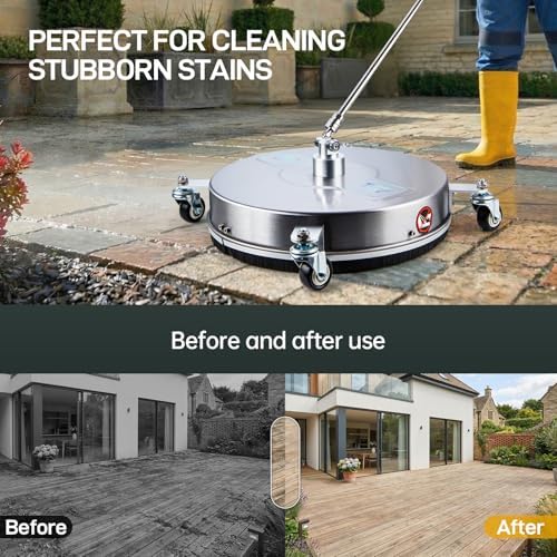 TOR 16.5" Pressure Washer Surface Cleaner with 4 Wheels, Surface Cleaner for Pressure Washer, 2 Extension Wands, 2 Replacement Nozzles, Power Washer Surface Cleaner for Concrete, Driveway - Image 2