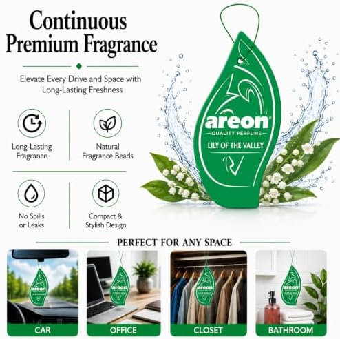 AREON MA33 Hanging Best Car Air Freshener Lily of the Valley Scent, Paper Hanging Ornaments, Long Lasting Scent for Car or Home 12 Pack - Image 5