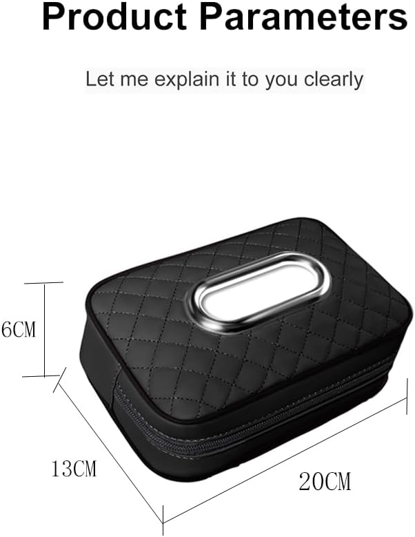 Car Tissue Holder Black | Extra Large Capacity car Tissue Box can Hold 130-180 tissues per Box, Size: 7.9"x5.1"x2.4" - Image 5