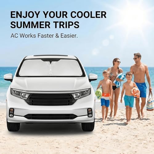 for 2018-2024 2025 2026 Honda Odyssey Windshield Sun Shade Front Window Shade Custom Fit Odyssey Accessories Sun Visor Foldable Shade Blocks UV Rays Summer Must Have Car Accessories - Image 4