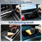 Gray Windshield Cleaner Tool, Car Interior Cleaning Kit with Extendable Handle and 3 Reusable Microfiber Pads, Auto Glass Wiper and Detailing Brush Kit for Car & Home Window - Image 6