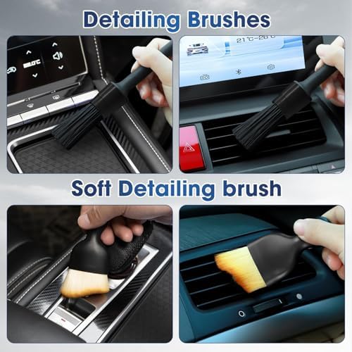 Gray Windshield Cleaner Tool, Car Interior Cleaning Kit with Extendable Handle and 3 Reusable Microfiber Pads, Auto Glass Wiper and Detailing Brush Kit for Car & Home Window - Image 6