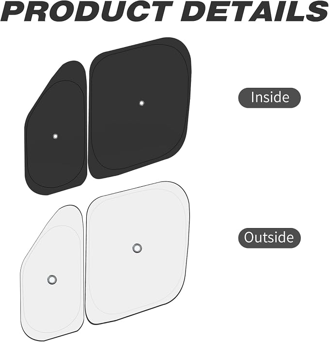 Front Side Window Sun Shade for 2014-2025 Dodge RAM ProMaster Full Size Cargo Van, Foldable Window Sunshade Sun Visor Protector, Side Window Shades Sun Shield Blocks UV Rays Heat, Pack of 4 - Image 6