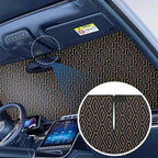 GWUSKDT Foldable Windshield Sunshade Iridescent Heat Shield with Reflective Polyester Fabric UV Protection Car Sun Shade with Memory Steel Frame Keeps Interior Cool & Protects Dashboard (55 x 27.5 in - Image 5