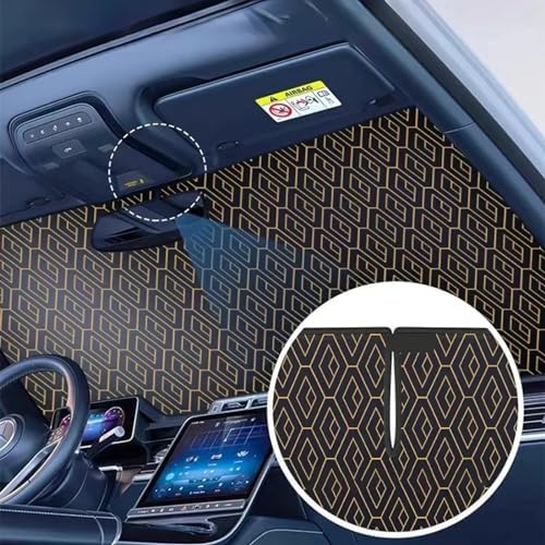 GWUSKDT Foldable Windshield Sunshade Iridescent Heat Shield with Reflective Polyester Fabric UV Protection Car Sun Shade with Memory Steel Frame Keeps Interior Cool & Protects Dashboard (55 x 27.5 in - Image 5