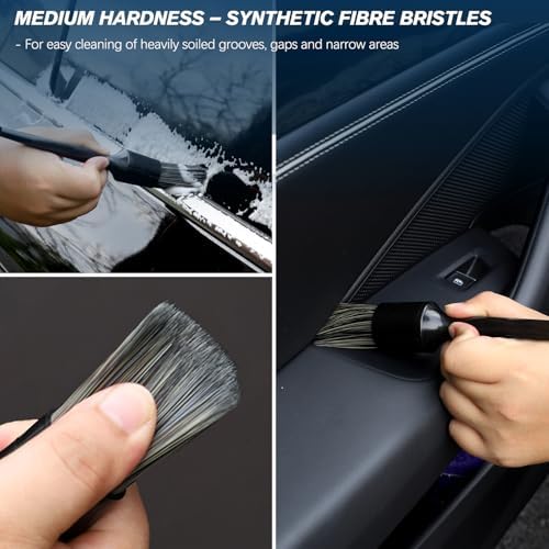 Car Detailing Brushes Set, 8-Piece Auto Detail Cleaning Brush Tool Kit in Ultra-Soft/Middle/Hard, Crevice Brush for Car Interior & Exterior, Leather, Air Vents, Emblems, Wheels Wash & Care - Image 5