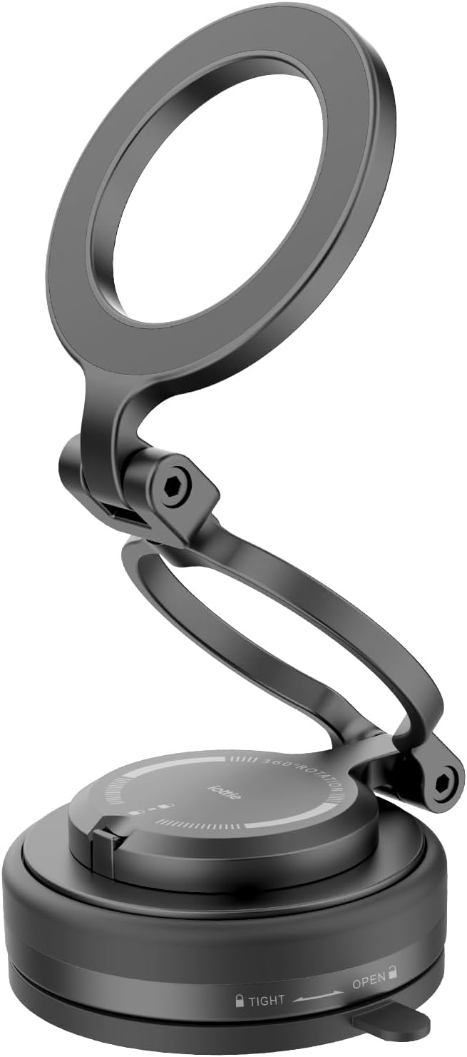 iOttie iTap 3 Magnetic Vacuum Suction Phone Mount, MagSafe Foldable Car Mount with 4-Axis Adjustment, Strong Dashboard & Windshield Hold, Metal Ring for Universal Compatibility, for iPhone 12-17 by Unknown