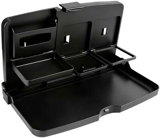 Car Food Tray Holder, Multifunctional Foldable Car Backseat Travel Tray, 13.38" x 7.87" Back Headrest Seat Eating Food Trays, for Food, Meal, Snack, Drinks (Black) by Unknown
