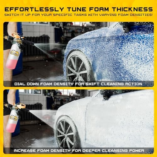 Foam Cannon for Pressure Washer, 1L Bottle Snow Foam Cannon with 5 Pressure Washer Nozzle Tips, 1/4 Inch Quick Connector, Compatible with Gas Pressure Washers&Electric Pressure Washers - Image 2