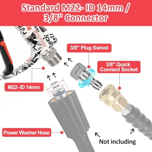 BEAR FORCE Pressure Washer Gun Up to 3000 PSI with Undiluted Mini Foam Cannon Set, 5 Spray Nozzles, Power Washer Spray Gun with 3/8'' Swivel Quick Connect, M22-15mm Connector, Car Wash, Car Detailing - Image 4