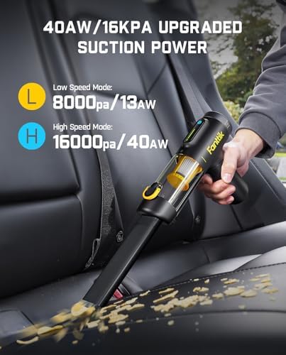 Fanttik Slim V10 Mix Cordless Car Vacuum, 4 in 1 Handheld Air Duster, Color Smart LED Display, 16kPa Suction Power, Cordless Portable Mini Keyboard Vacuum for Car, Office Desk - Image 4