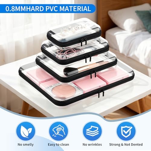 Clear PET Plastic Storage Boxes with Double Zippers, 4 Sizes (S/M/L/XL) Waterproof Organizer Cases for Toys, Cosmetics, Snacks, Travel Essentials (Black) - Image 4