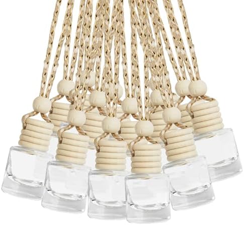 ESEWALAS 20 Pcs Car Air Fresheners, Hanging Diffuser Empty Glass Perfume Bottles, Aromatherapy Fragrance Perfume Pendant Glass Vials for Car Decor by Reswish