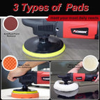 AOBEN Rotary Buffer Polisher,1200W 6-inch/ 7-inch Car Buffer,Car Polisher Waxer Kit with 6 Variable Speed 1000-3500RPM & 4 Polishing Pads,Detachable Handle for Boat,Car Polishing and Waxing - Image 5
