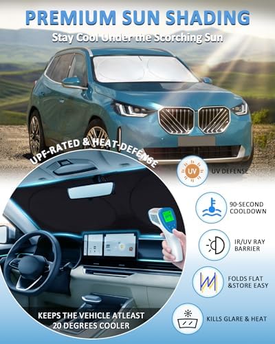 Sunshade for X3 Windshield Sun Shade Custom Fit for 2018-2025 2026 BMW X3 Accessories Foldable Front Window Shield Cover Sun Visor Protector Automotive Interior Protector Block UV Rays - Image 3