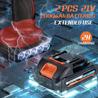 Protmex Cordless Car Buffer Polisher w/ 2x2000mAh 21V Batteries, Red - Image 2