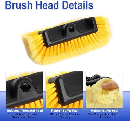 18FT Reach Car Wash Brush with Long Handle, 3 to 12 FT Car Cleaning Brush with Soft Bristle, Aluminium Telescoping Pole for Solar Panel, House Siding, SUV, Cars, Trucks, RV, Floors, Navy - Image 4