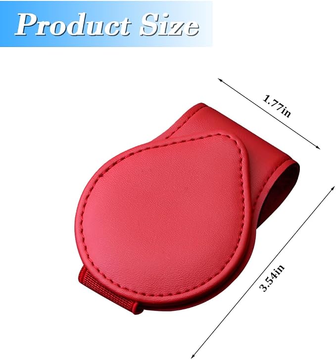 Sunglasses Holder for Car Visor, Magnetic Leather Sun Visor Eyeglasses Hanger & Ticket Card Clip, for Most Cars - Image 2