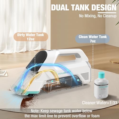 HAUSHOF 12V Cordless Handheld Carpet Cleaner, 6.5KPa Suction - Image 5
