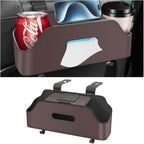 Zipelo Car Headrest Backseat Organizer with Cup Holder, Multi-Functional Vehicle Seat Back Hanging Storage Box with Hooks, Auto Drink Snack Phone Tray Travel Accessories for Kids Adults (Brown) by zipelo