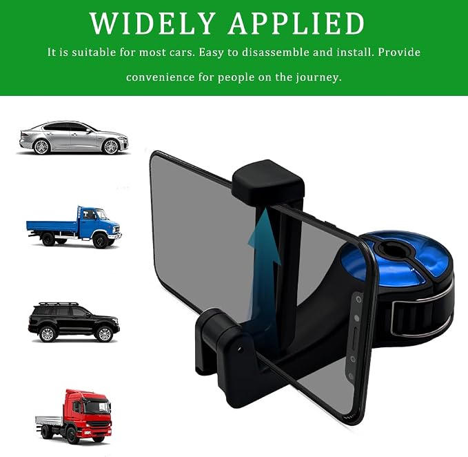 2PCS Car Headrest Hidden Hook, Purse Hook for Car, 2 in 1 Vehicle Back Seat Headrest Mobile Phone Holder, 360° Rotating Backseat Organizer for Handbag Clothes Grocery Fit Vehicles (Blue) - Image 7