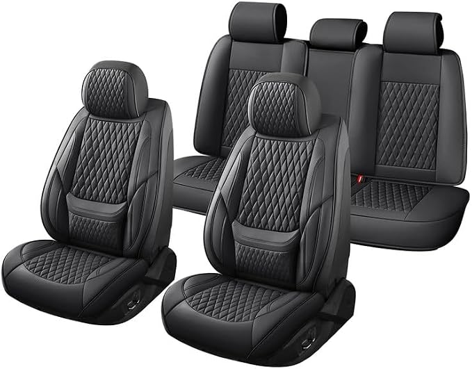 Car Seat Covers Full Set Custom Fit For Lexus ES350 2007-2026, Black | Lumbar Support, Premium Faux Leather, Breathable, Anti-Slip, Airbag Compatible, Waterproof, Car Seat Protectors, 2 Row-5Seat - Image 7
