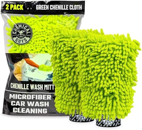 Chemical Guys Chenille Premium Scratch-Free Microfiber Wash Mitt for Car Washing,Lime Green,Ultra-Soft Car Wash Gloves,Swirl-Free Finish,Safe for Trucks,SUVs,Motorcycles,and More,(Pack of 24) by ChemicalGuys