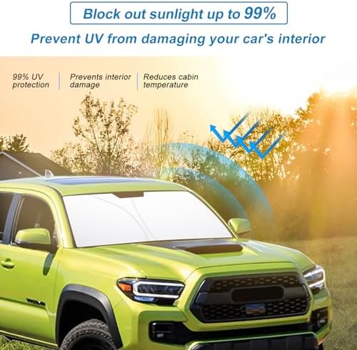 Windshield Sunshade Compatible with Toyota Tacoma 2016-2021 2022 2023 Accessories 310T Thickened Blocks UV Rays Sun Visor Protector Folding Front Window Sun Shade Cover - Image 3