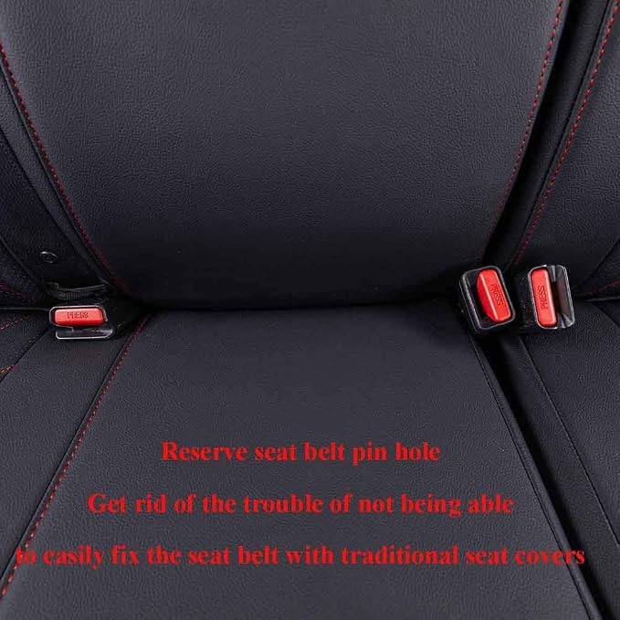 EKR Car Seat Covers for Subaru Forester 2026(NO Base),Full Set | Custom Fit for Subaru Forester 2026 Premium/Sport/Wilderness/Limited/Touring(NO Base)Faux Leather(Black with Red Trim) - Image 5