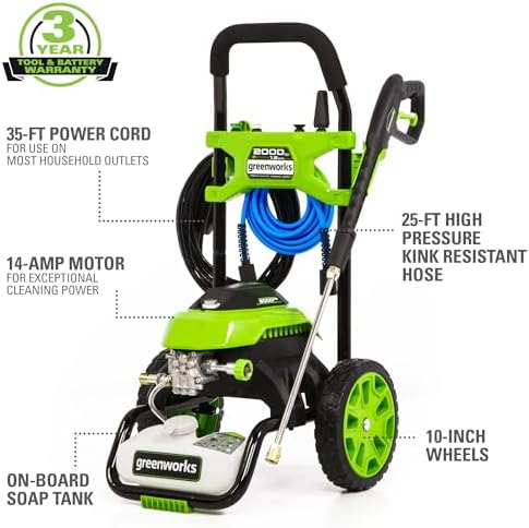 Greenworks 2000 PSI (1.2 GPM) Electric Pressure Washer - Image 2