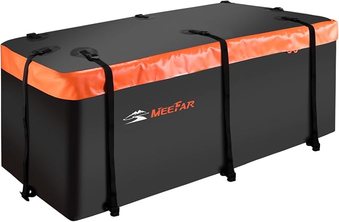 Hitch Mount Cargo Carrier Luggage Bag Waterproof 16 Cubic Feet Luggage Rack | Soft Shell Luggage Bag,Include 8 Reinforced Straps,Combination Lock,for All Vehicle with Steel Trailer Cargo Carrier Basket by MeeFar