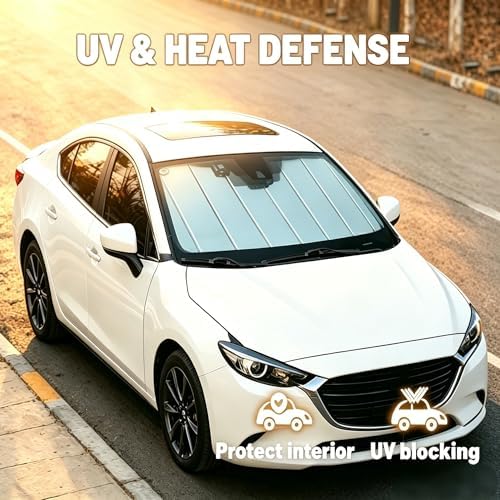 Windshield Sun Shade for Subaru Crosstrek/Impreza 2017-2023 with Eyesight Driver Assist, Foldable 3-Layer High Reflective Silver Sunshade, Blocks UV Rays & Reduces Cabin Heat - Image 5
