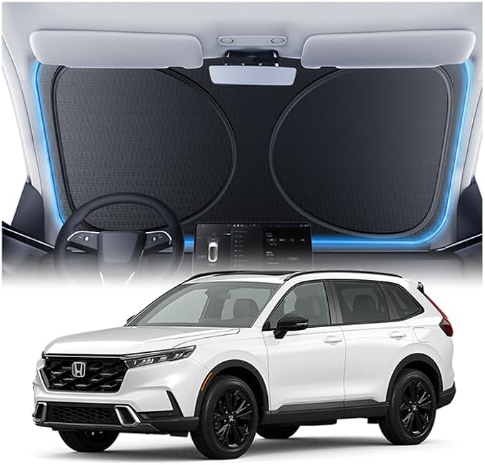 Windshield Sun Shade for Honda CR-V 2000-2026, 100% UV Block & Heat Insulation, Custom Fit Sunshade, Foldable Car Sunshade with Storage Bag, Summer Car Accessory by Amadaw