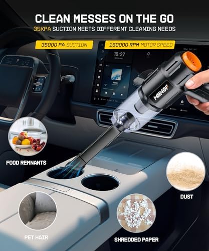 MBNGF Car Vacuum Portable Cordless, 35000PA High Power Suction & Blower, Wireless Handheld Vacuum Cleaner for Car, Home, Office, Pet(Abyssal Black) - Image 4