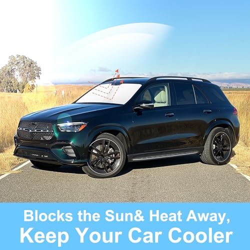 TINGLU Sun Shade for Mercedes GLE 350 450 2020-2024 2025 2026 Accessories Windshield Sun Shade Window Shade UV Rays Protection Sun Visor Cover with Steering Wheel Sunshade Storage Bag - Image 5