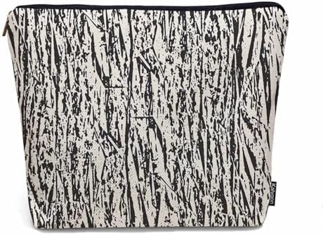 Women Cosmetic Bag Wood, Grunge Grain Wood Branch Cute Makeup Bag For Purse Cosmetic Travel Bag For Toiletries Makeup Storage Bag Flax Skincare Bag Make Up Pouch Bags, White Black by Unknown