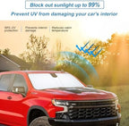 Foldable Front Window Windshield Sunshade Compatible with 2019-2026 Chevy Silverado/GMC Sierra 1500, 2020-2026 Chevy Silverado/GMC Sierra 2500/3500 HD Accessories Sun Heat UV Rays Protection - Image 3
