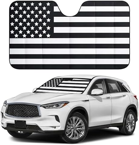 EcoNour Accordion Car Windshield Sun Shade American Flag Design | Reflective Car Window Shades for UV Protection & Heat Block | Foldable Sun Shield for Front Window | 58 x 27.5 Inches by EcoNour